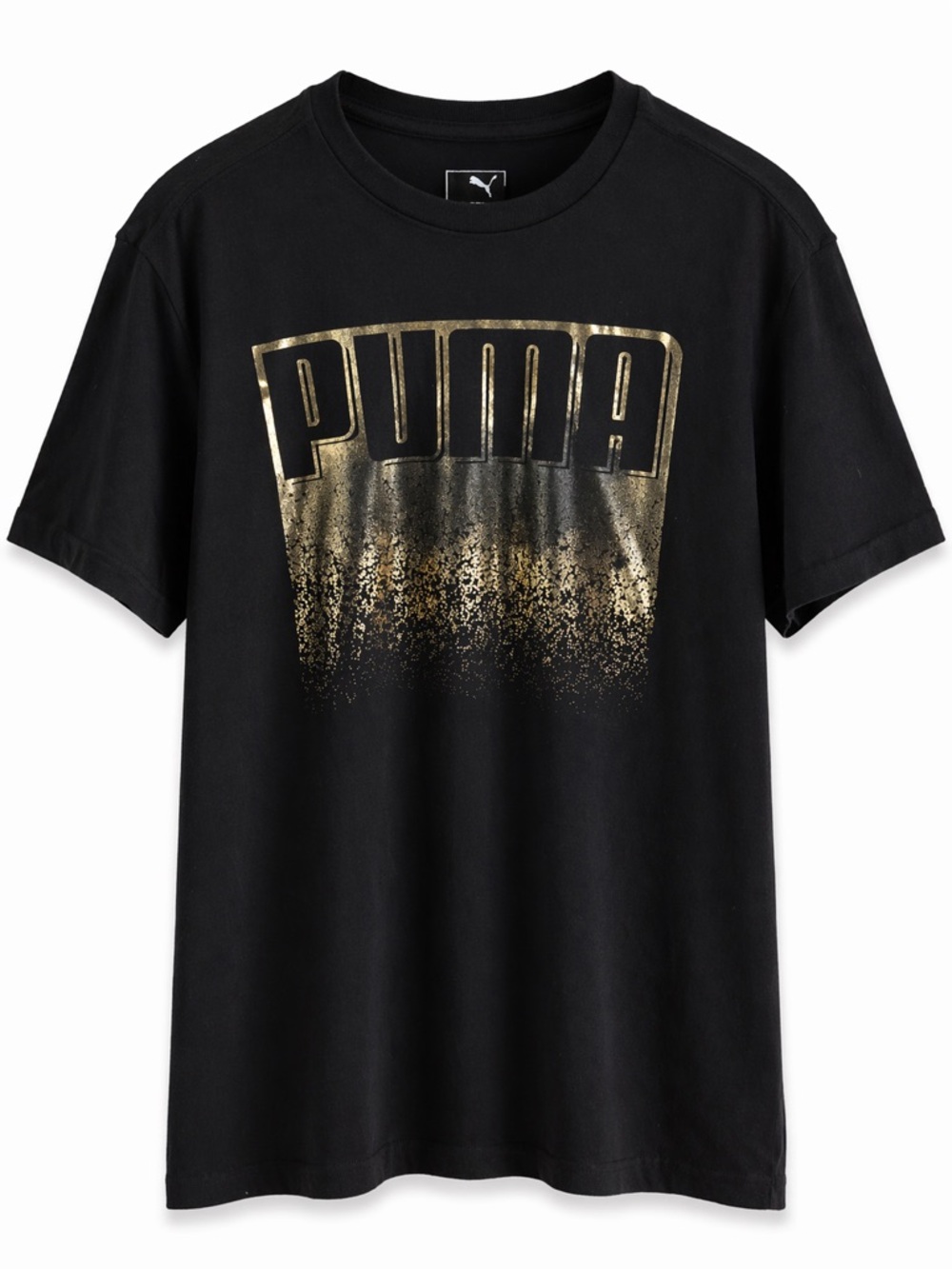 Puma Black Short Sleeve Tee with Metallic Gold Logo